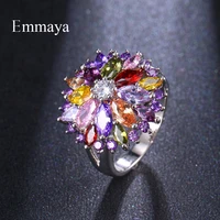 emmaya charming dress up for womengirls ring blooming colorful flower shape purple zirconia around lovely bridal wedding gift