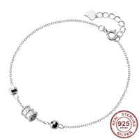 romantic silver rose gold color fashion geometric bead bracelet for women real 925 sterling silver charm female jewelry