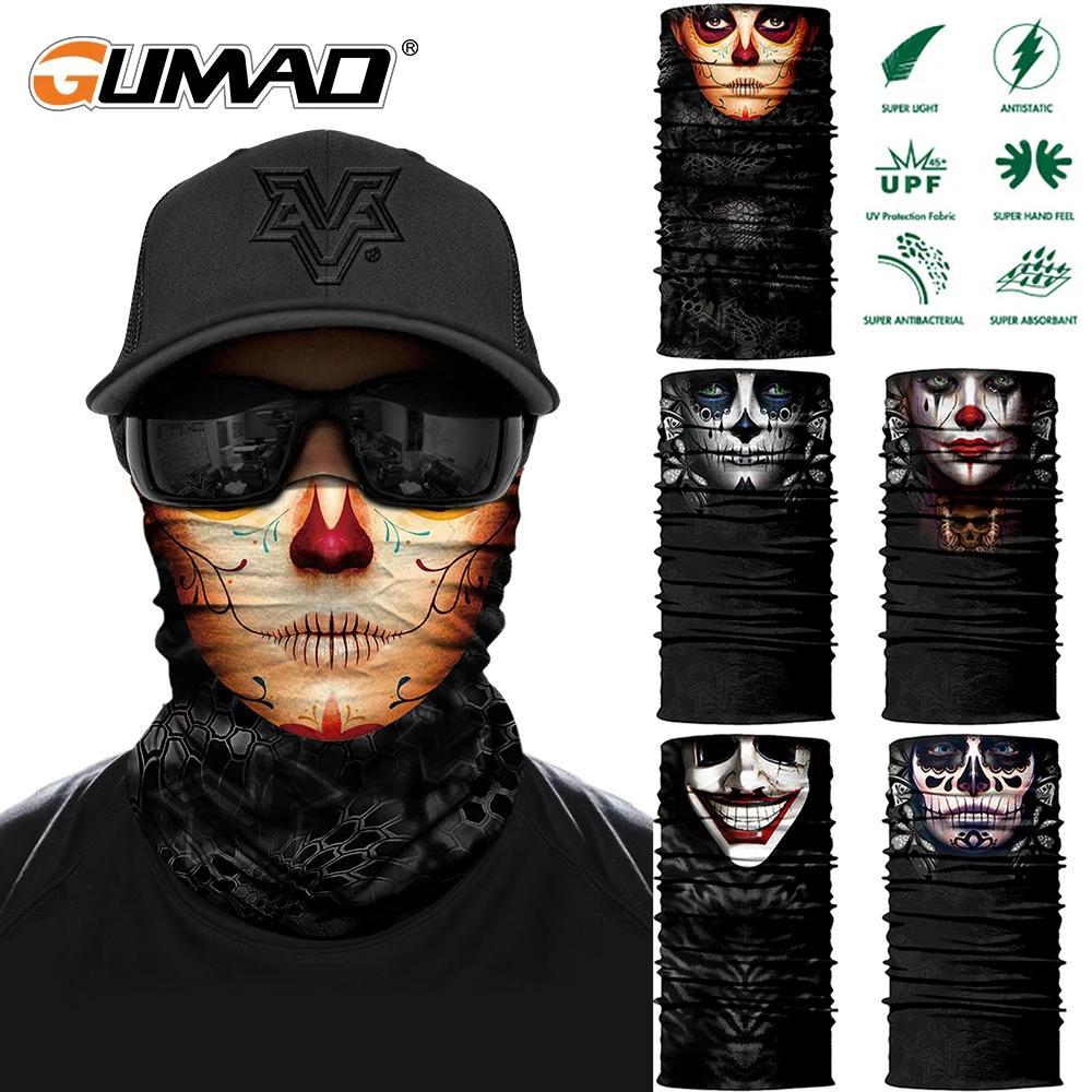 

Women Men Bandana Printed 3D Clown Joker Tube Scarf Neck Cover Gaiter Cycling Hiking Bicycle Half Face Mask Headband Summer 2020