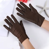 1pc unisex summer ice silk high elastic spandex car gloves show etiquette sunscreen cotton thin work colorful driver gloves