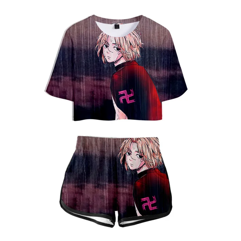 

Anime Tokyo Revengers Cosplay Costumes 3D Printing Short Sleeve TShirt Sport Suits Sports Wear Tees Running Sets Women's Suit