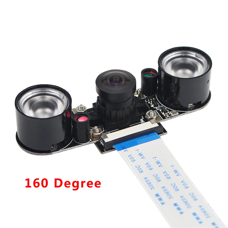 Infrared Night 5Mp Camera Module with 160 Degree Wide Angle Fisheyes Lens +2Pcs Of 3W Backlight for Raspberry Pi 2/3/B+ | Компьютеры и