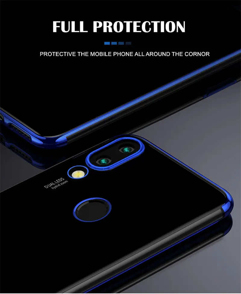 Ультратонкий прозрачный ТПУ Мягкий силиконовый чехол с цветным покрытием для