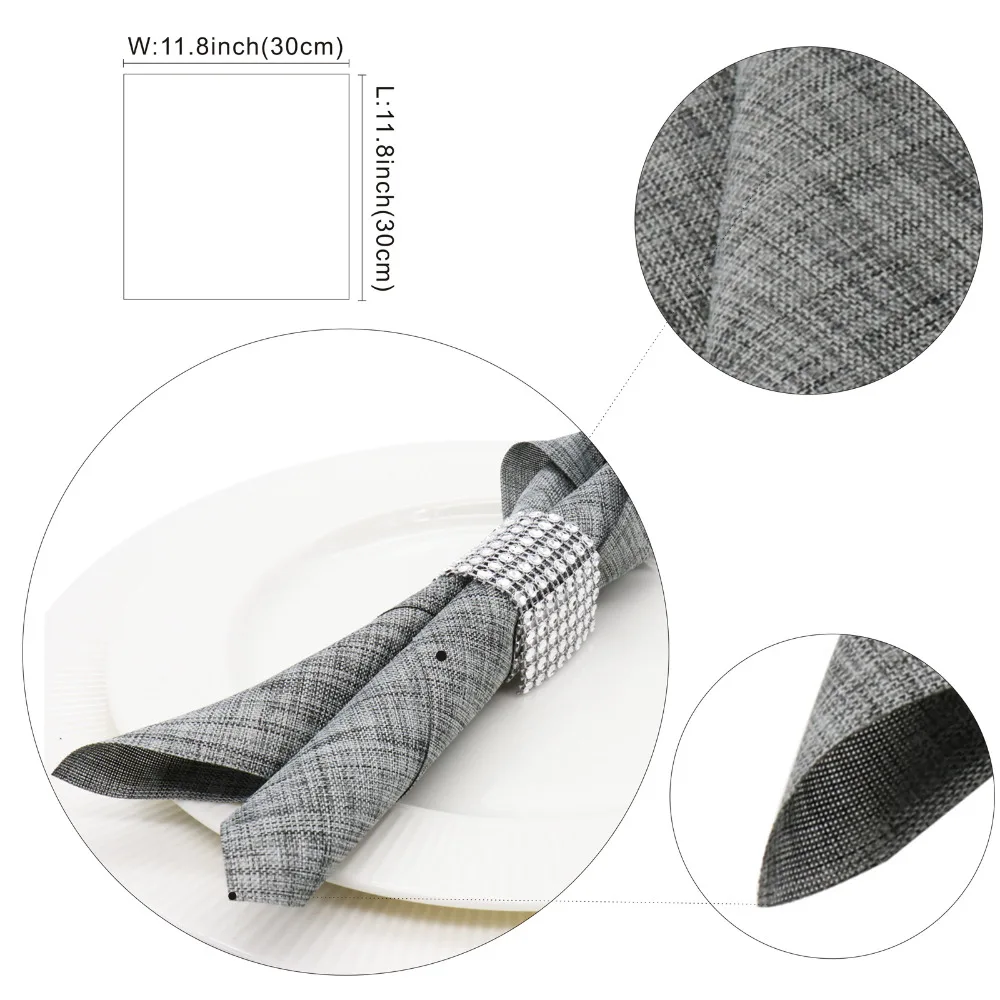 Table Cloth Napkins Imitation Linen Polyester Square Handkerchief Satin Table Dinner Napkin For Wedding Home Party Decoration