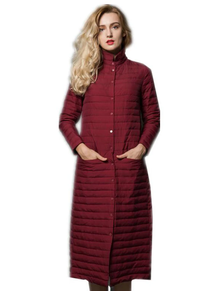 Женский длинный пуховик легкий зимний черного цвета размеры xxl|Женские пуховики|