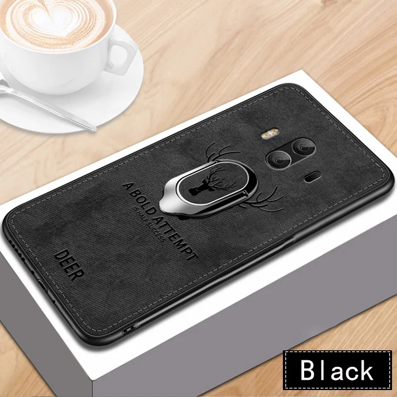 Black with bracket Тканевый чехол для телефона Zerrul для huawei P20 Pro P10, Роскошный чехол для mate 20 20X Pro 10 9 8, обновленная задняя крышка с рождественским оленем - Цвет: Black with bracket