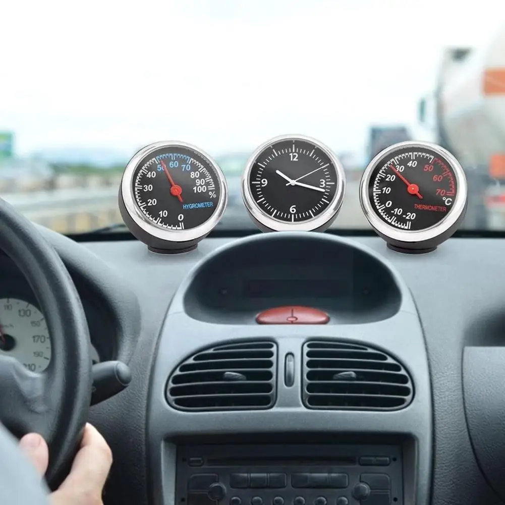 

Mini Car Luminous Clock Thermometer Hygrometer Auto Automotive Interior Quartz Clock Styling Gifts Car Dashboard Accessorie J4S4