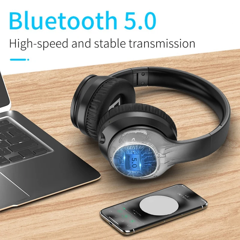 

Active Noise Cancelling Wireless Headphones Over-Ear Bluetooth Headset HiFi o Jack AC6925D