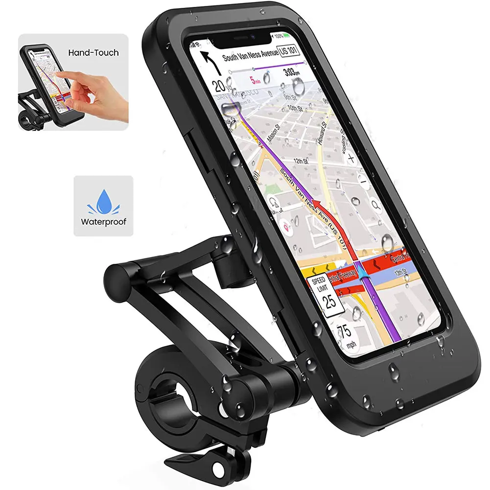 adjustable waterproof bicycle phone holder 6 7inch motorcycle mobile cellphone gps holder mount 360 rotatable anti shake stable free global shipp
