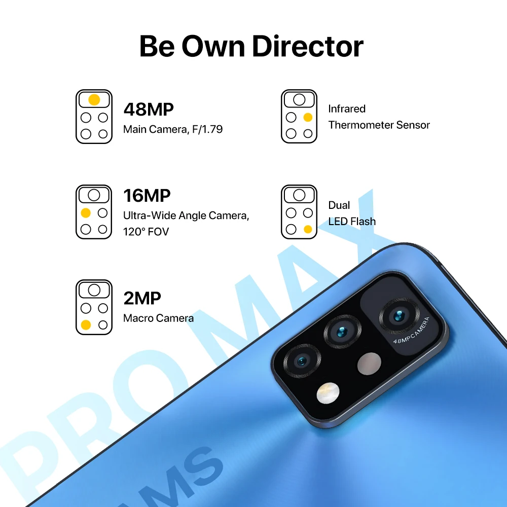 UMIDIGI-tel&eacute;fono inteligente A11 Pro Max versi&oacute;n Global, Smartphone con Android 11, pantalla FHD de 6,8 pulgadas, 128GB, Helio G80, Triple c&aacute;mara de 48MP, 5150mAh-3