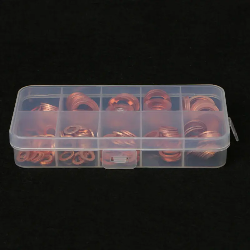 

Hydraulic fittings Copper Gaskets 200pcs Washers Flat Ring Seal Kit M5-M14