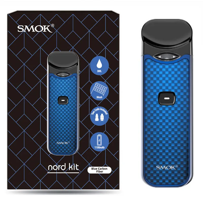 blue carbon Smok Nord Pod vape комплект с аккумулятором 1100 мАч 3 мл картридж сетка спиральная электронная сигарета Vape pod Kit vs SMOK novo - Цвет: blue carbon
