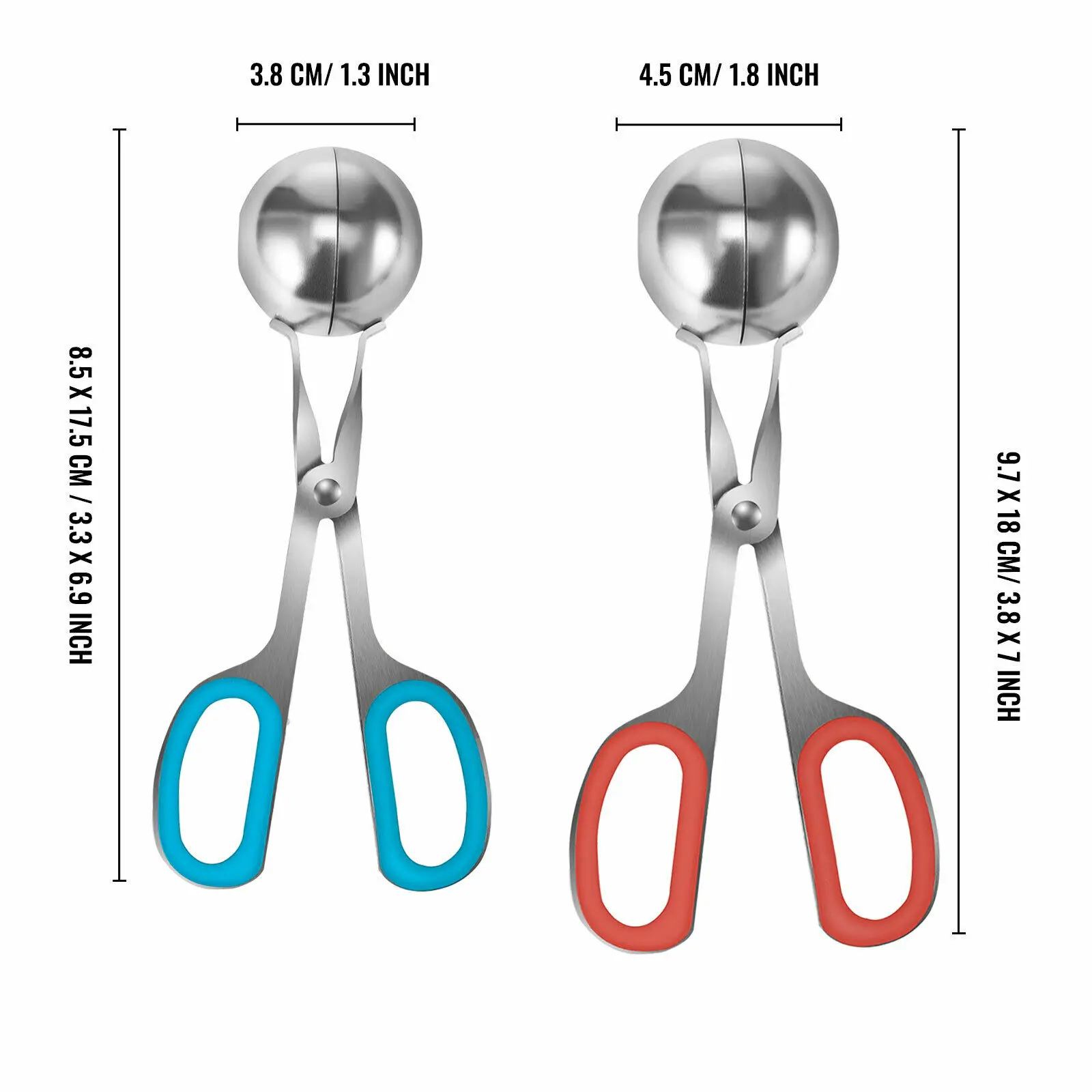 

VEVOR 2 PCS Meatball Maker Tongs Meat Baller Scoop 403 Stainless Steel Manual Food Processors Kitchen Tools Commercial Home Use