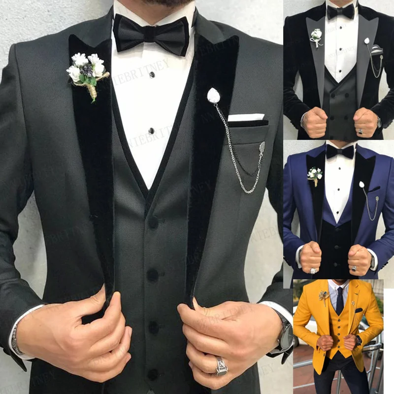 Conjunto de traje de boda para hombre, esmoquin ajustado, traje de negocios, chaqueta con pantalones, color gris, personalizado, 2021