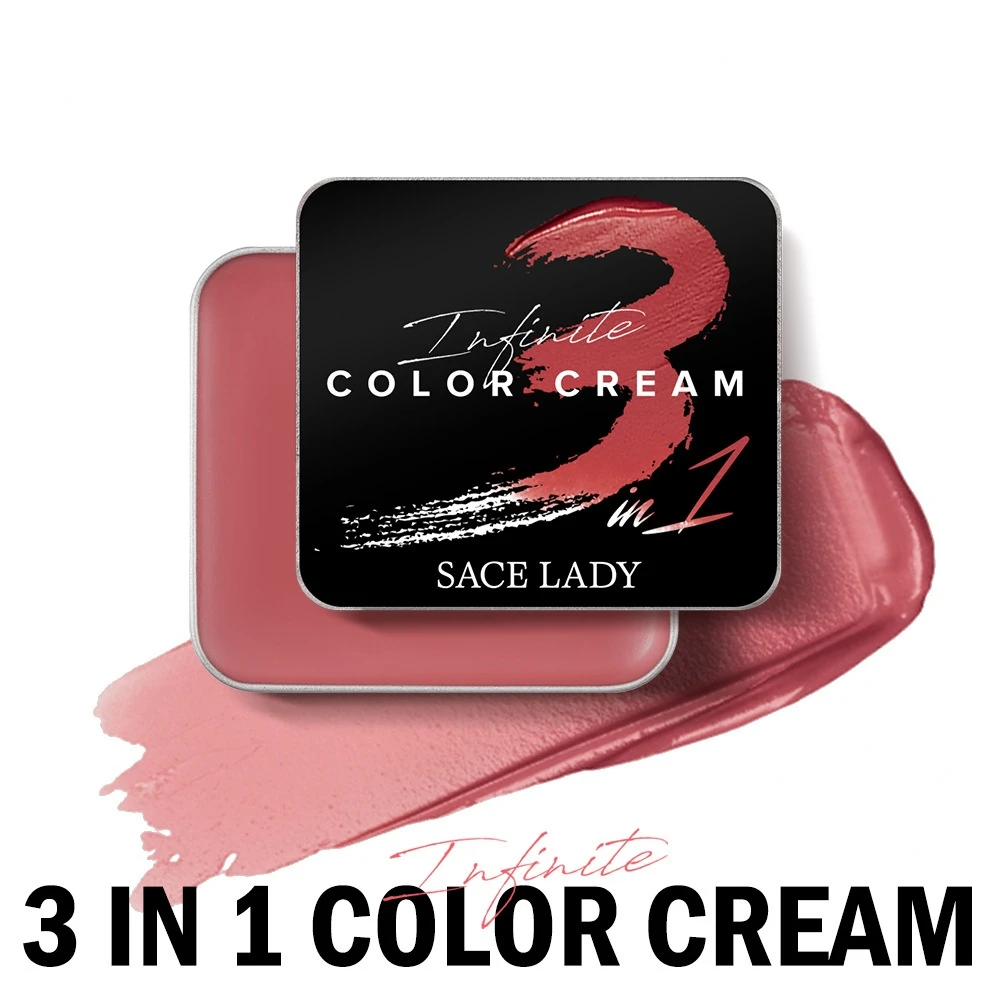 

Matte Blush Cream 3-in-1 Lipstick Eye Shadow Repairing Palette Rouge Cream Natural Peach Contouring Blush