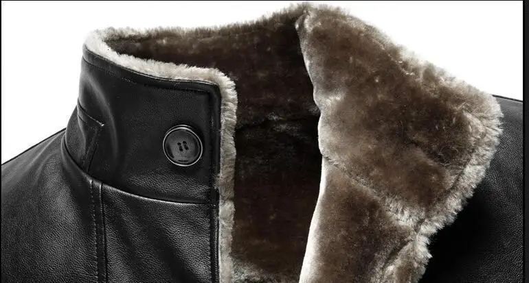 2020 зимнее утепленное кожаное пальто мужское длинное повседневное с отложным