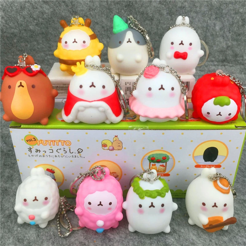Kawaii Molang Кролик Мини ПВХ фигурки куклы модель детские игрушки прекрасный подарок