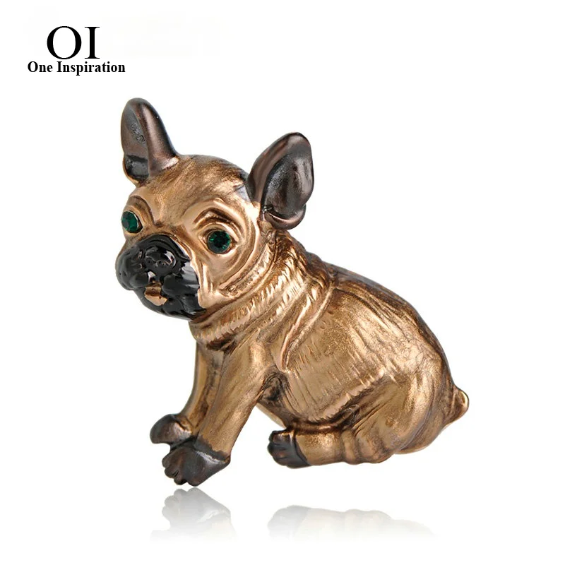 

OI Cute Pug Dog Brooches Green Eyes Animal Corsage Pins Girls Shirt Coat Clips Brooches Clothes Accessories Jewelry