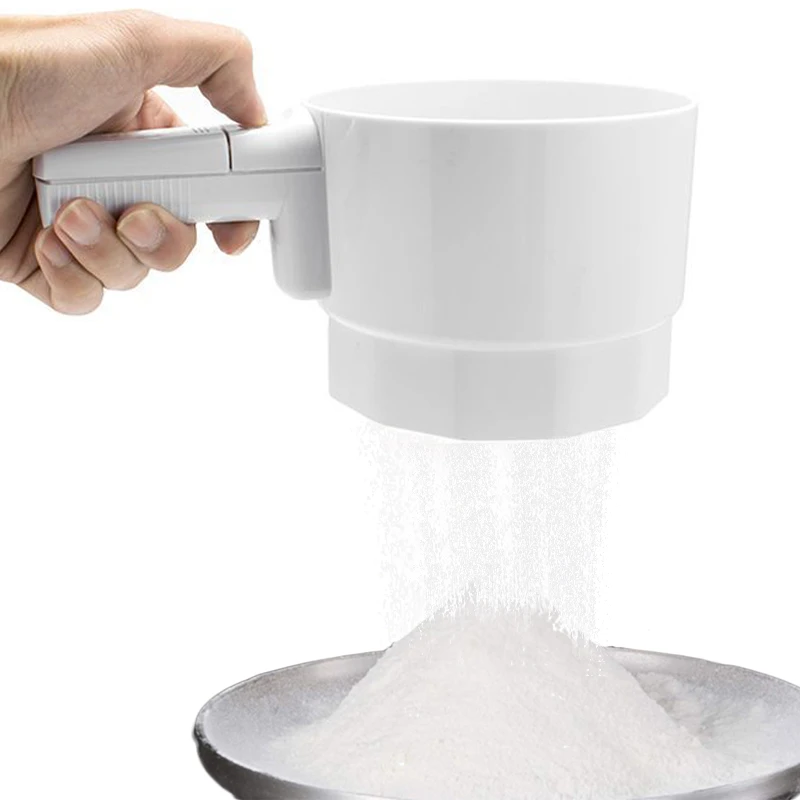 

Plastic Cup Shape Electric Flour Sieve Mechanical Hand-Held Electrical Flour Sifter Cakes Sugar Mesh Sieve Baking Tools