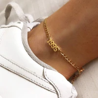 1980 1998 birth year anklet leg bracelet jewelry stainless steel rose gold color custom number anklet for women gifts