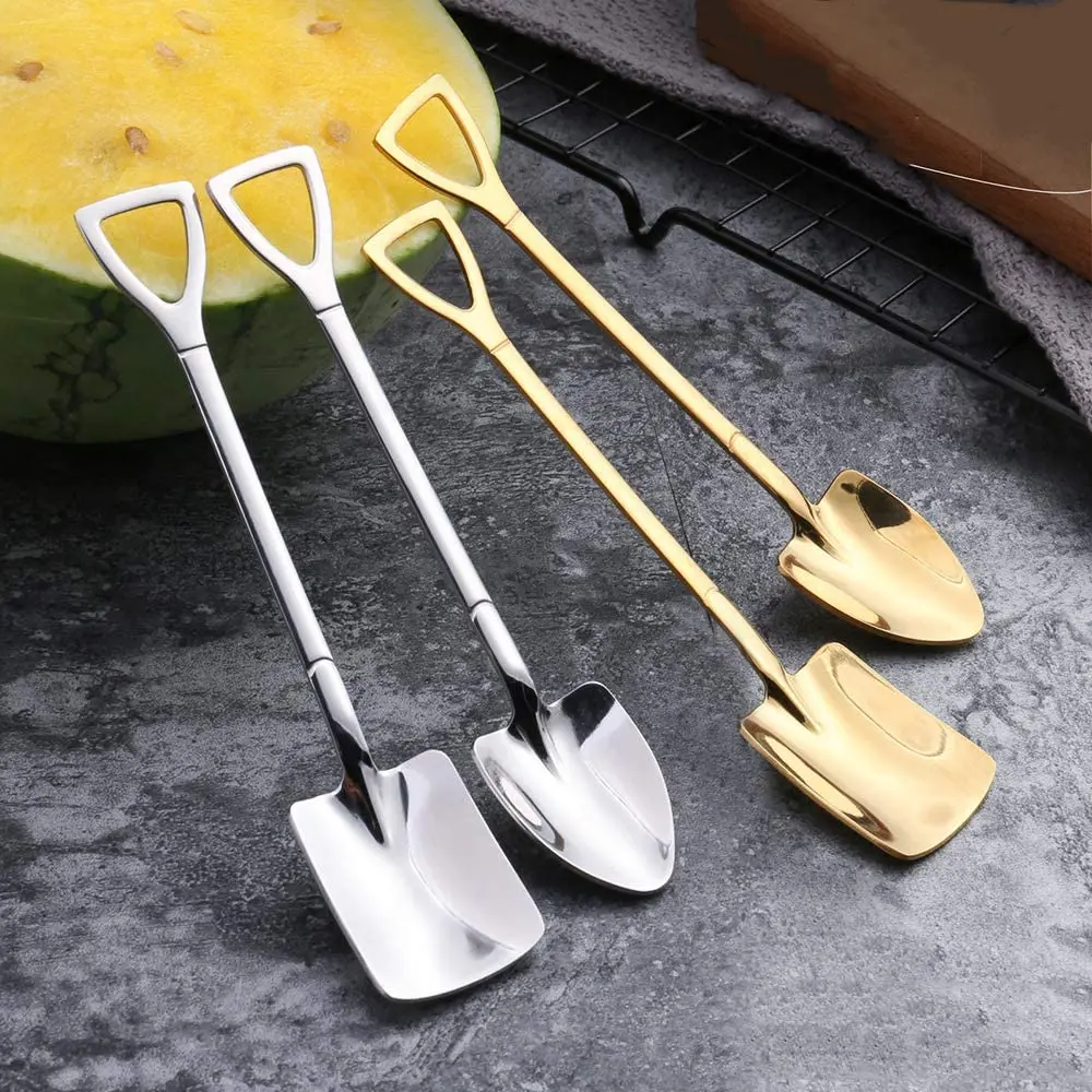 

304Stainless Steel Spade Spoon Coffee Ice Cream dessert Creative Kids Birthday Christmas New Year Gift Party tea-spoon Fashion