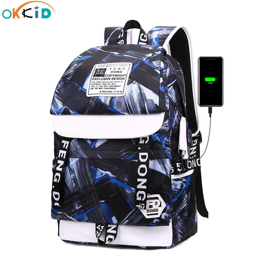 OKKID большие школьные ранцы для мальчиков, водонепроницаемая камуфляжная сумка для книг, школьный рюкзак для подростков, студенческий дорож...