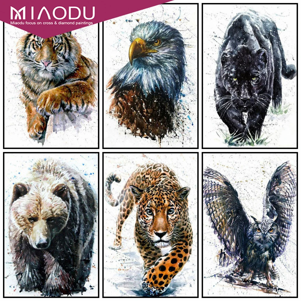 

Miaodu Diy Diamond Painting Animal Leopard Diamond Embroidery Sale Eagle Rhinestones Mosaic Cross Stitch Decor For Home