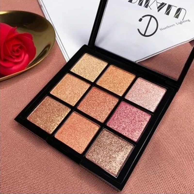 9 цветов блестящие тени для век Палитра мерцающий пигмент дымчатые