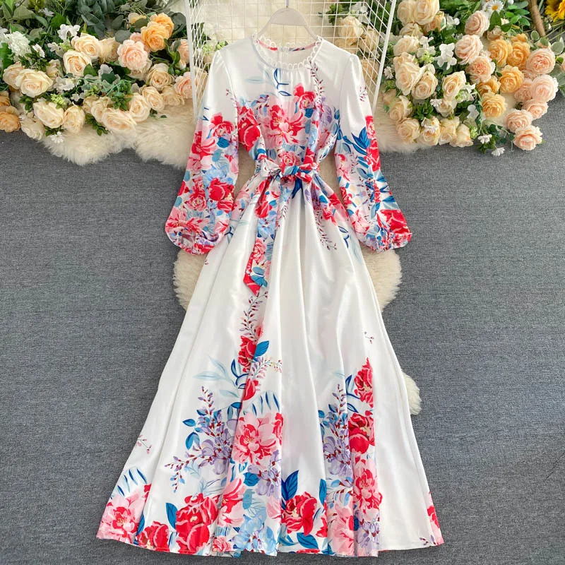 Платье SINGRAIN женское длинное с цветочным принтом Модный богемный длинный