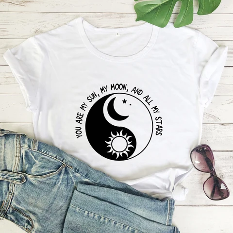 Женская футболка с надписью «You Are My Sun My Moon And All My Stars»