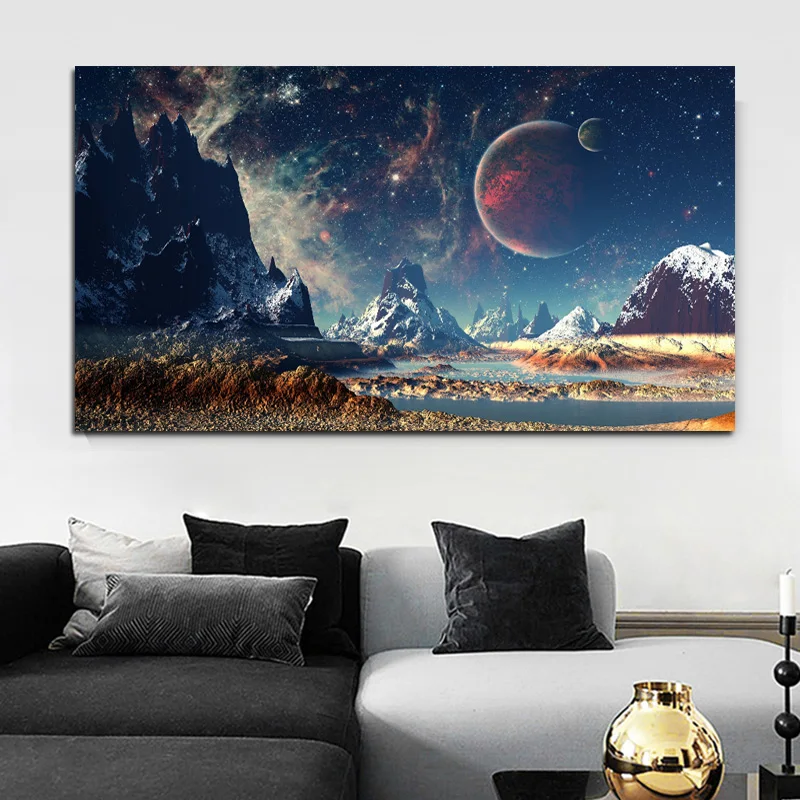 

Постеры на холсте с изображением Вселенной, звезд, планеты, пейзажа, космоса, экзопланеты, галактики, Настенная картина для гостиной