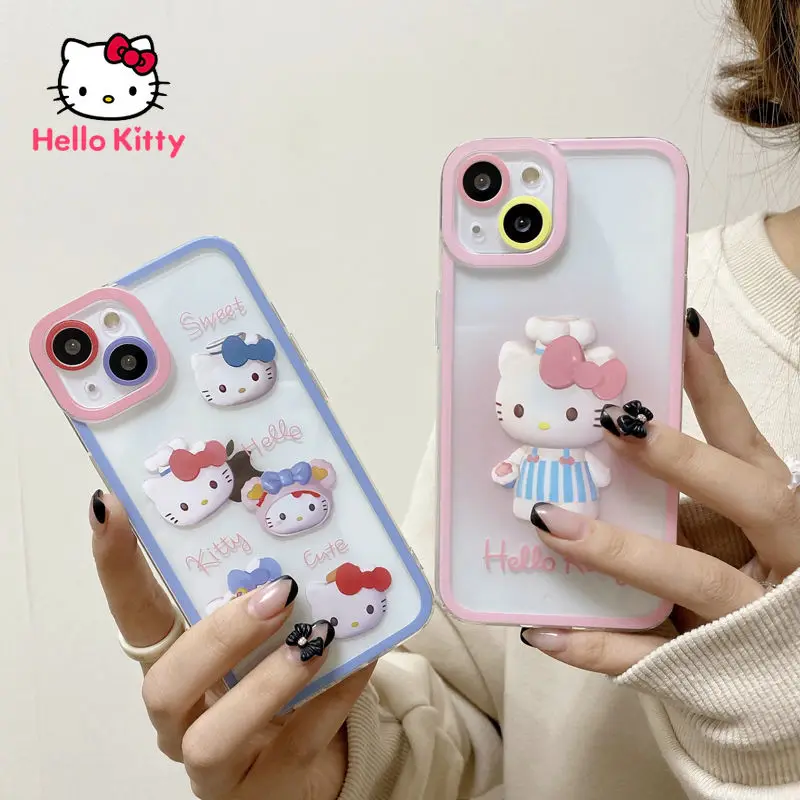 

hello kitty phone case for iphone 13 kawaii cover for 13 Pro 12 Pro Max 11 Pro Max All-inclusive transparent phone case for girl