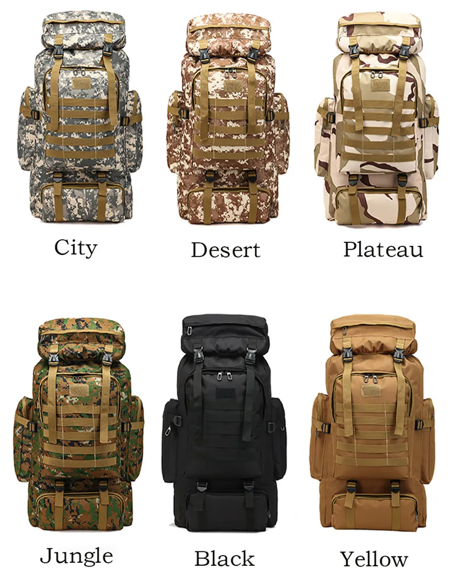 

Waterproof Molle Camo Tactical Backpack Military Army Hiking Camping Backpack Travel Rucksack Outdoor Sports Climbing Bag