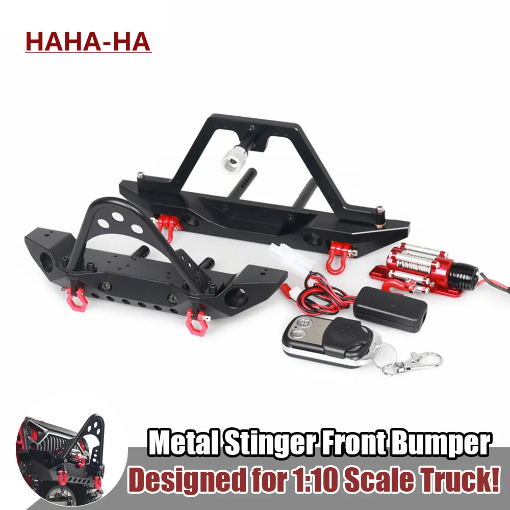 

Metal Stinger Front Bumper Winch Rear Spare Tire Bracket with Light for 1/10 RC Crawler Axial SCX10 90046 TRX-4 D90 Redcat Gen8