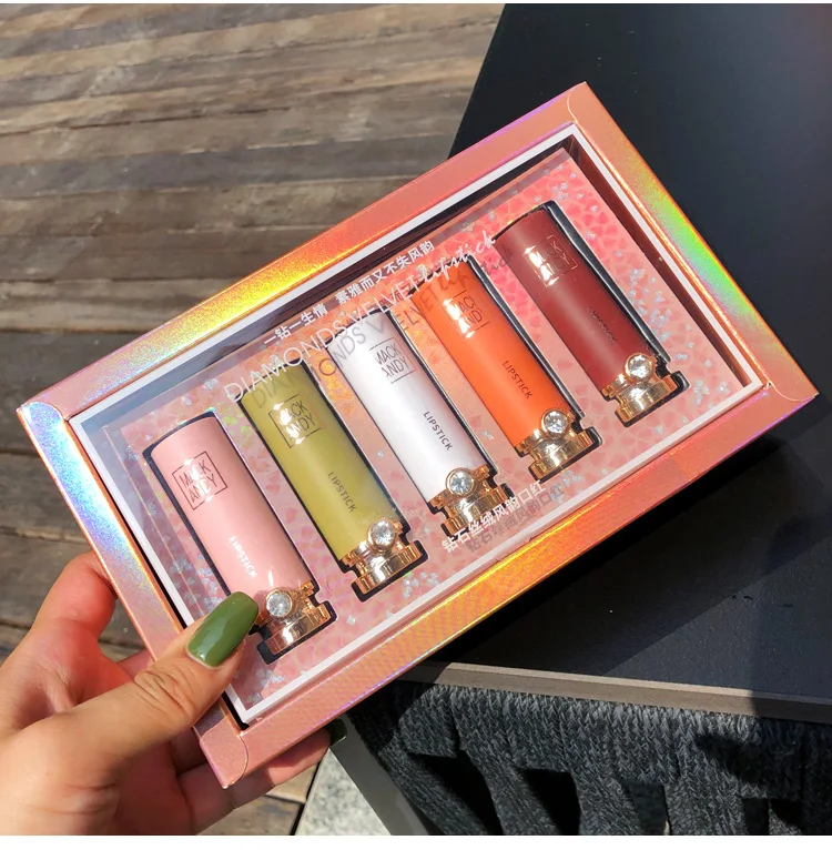 5 шт./компл. Обнаженная матовая помада макияж красная Цвета блеск для губ Макияж