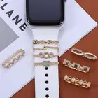 Металлические подвески, декоративное кольцо для Apple Watch, ремешок с алмазным орнаментом, силиконовый ремешок для смарт-часов, аксессуары для Huawei Sumsung
