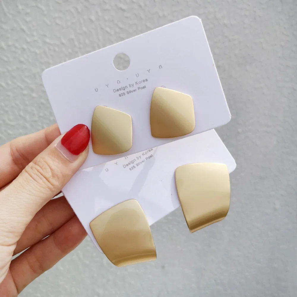 

1 Pair Elegant Matte Gold Color Big Geometric Earrings For Women Irregular Simple Metal Earrings Statement Jewelry Wholesale