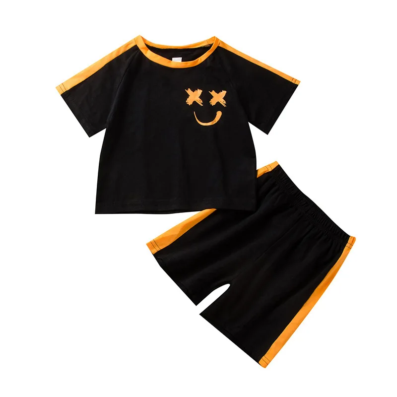 

2020 Summer Children Sets Casual Short Sleeve Print T-shirt Patchwork Shorts Casual 2Pcs Boys Clothes Sets 1-6T