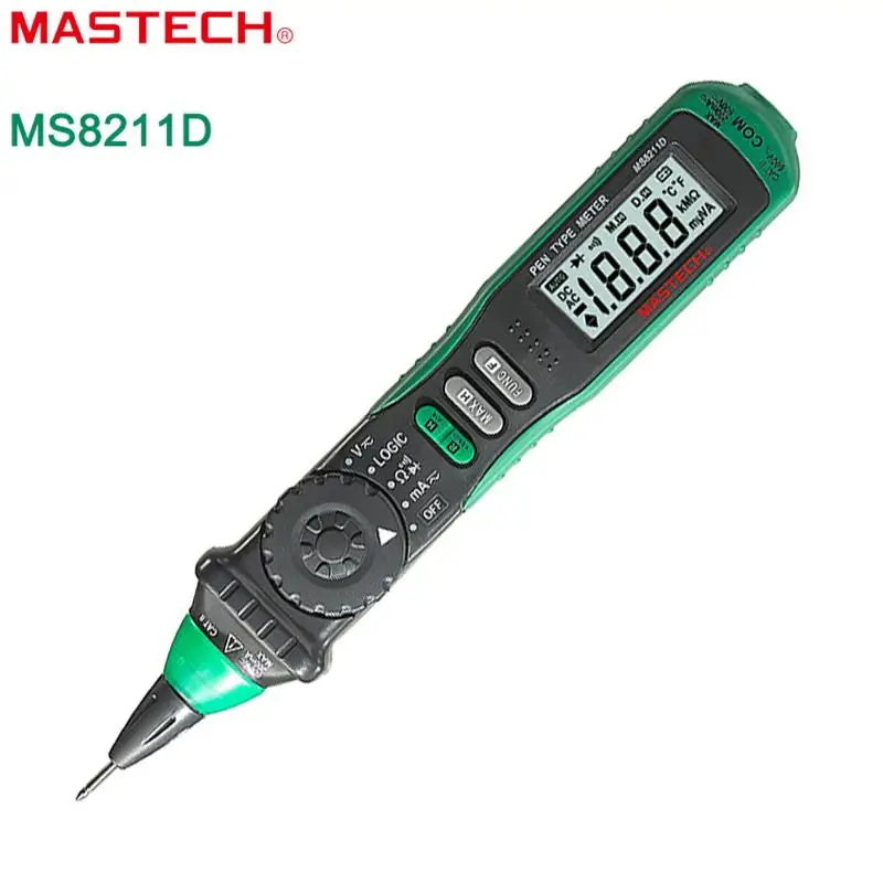 Mastech MS8211D Цифровой мультиметр ручка-тип тестер, ЖК-дисплей 3/4 цифровой автоматический диапазон AC/DC/Ом/непрерывность/амперия полиметр