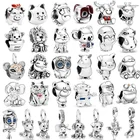 Новинка 2021, бусины-подвески серебряного цвета в виде животных, собаки, слона, медведя, подходят для браслетов Pandora с шармами для женщин и девушек, подарочные украшения сделай сам