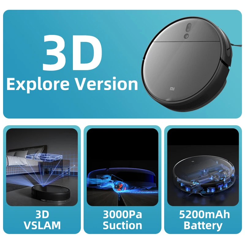 2021 Xiaomi Sweepping моющий робот пылесос 2 Pro + 3000Pa цикло 3D взьем 5200 мА/ч удаленное