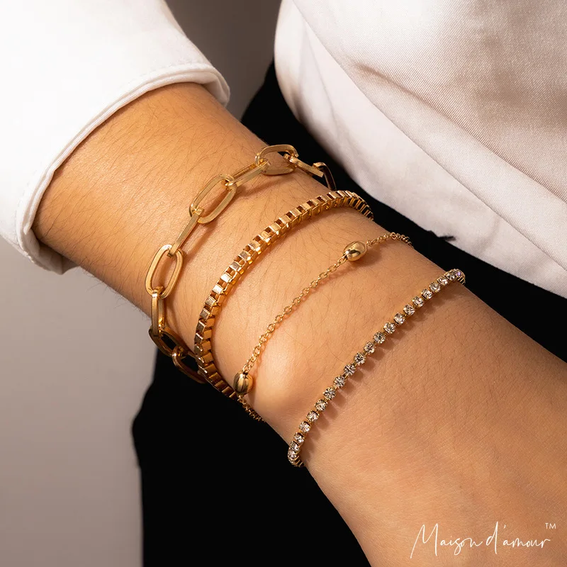 

Wholesale Europe Hot Vintage Punk 4Pc Set Women Bracelet High Street Fashion Style Women Bracelets Set