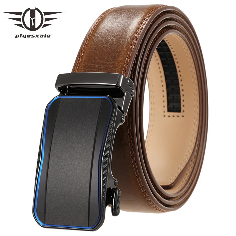 

Brand 3.5cm Width Genuine Leather Belt Men Vintage Retro Automatic Buckle Formal Business Belts For Men Black Red Brown B722