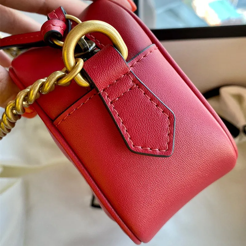 

G-b39 Women's Size 24 Fashion Solid Messenger Chain Bags And Luxury Lady's Shoulder Zipper Camera Small Square Casual Chain Bag