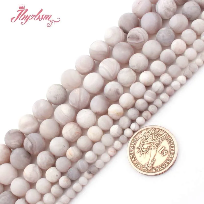 6 8 10mm Frosted Round White Crazy Lace Agates Natural Stone Bead For DIY Necklace Bracelets Jewelry Making 15&quot Free Shipping |