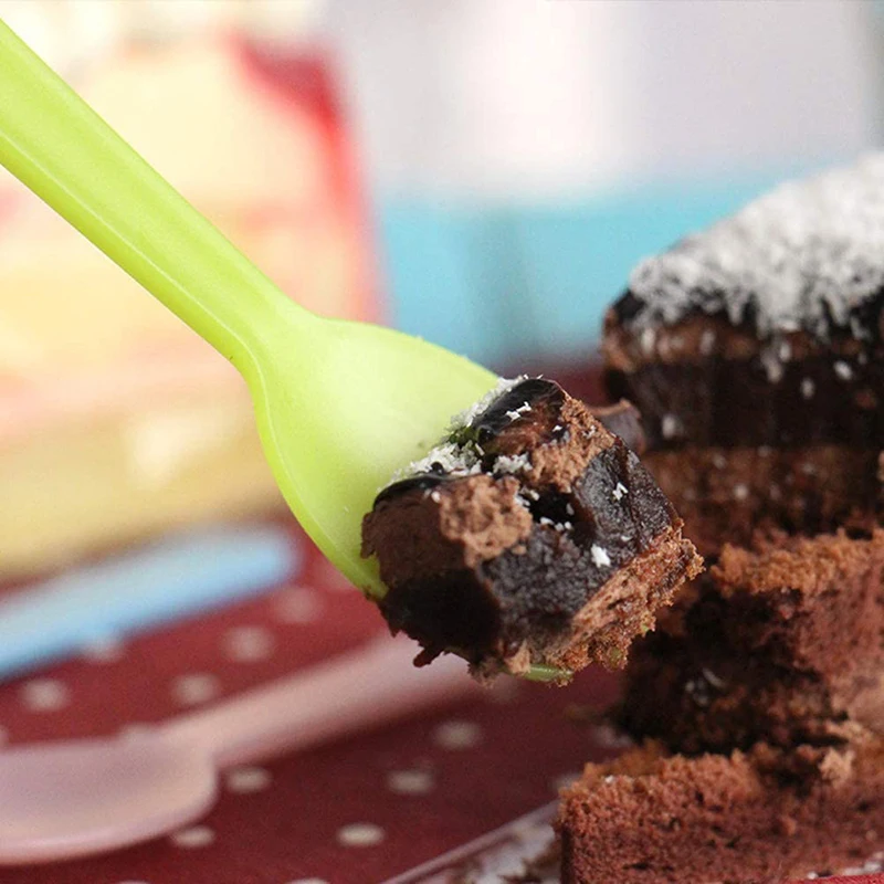 

100pcs 2-in-1 Sporks Disposable Plastic Spoon Forks For Cake Ice Cream Salad Fruit Dessert Restaurants And Kids Birthday Parties