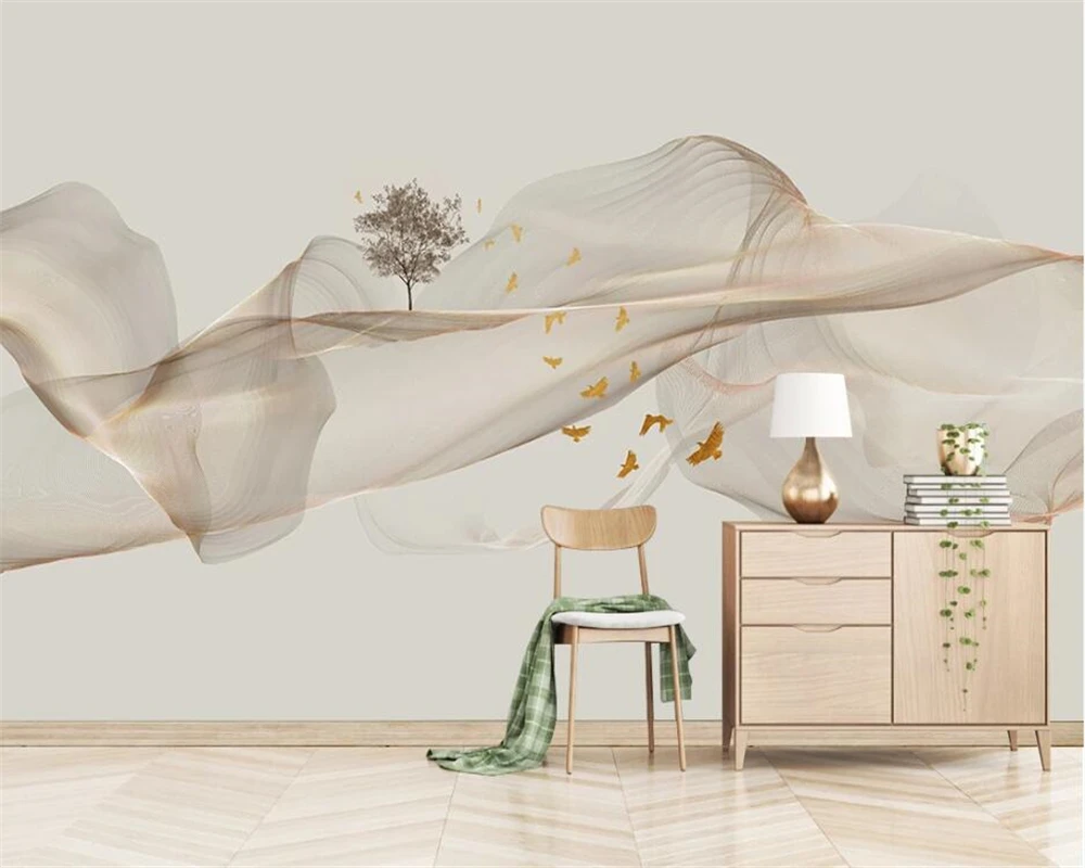 Новый китайский стиль современные абстрактные простые чернила линия пейзаж обои