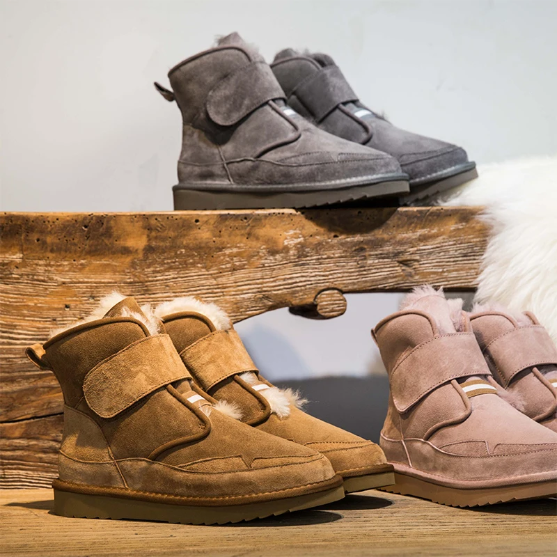 2019 г. Новые зимние ботинки на овечьем меху одна труба женская теплая хлопковая