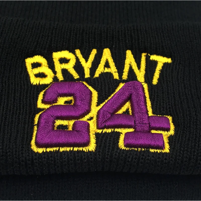 

BRYANT Embroidered Winter Hat Beanie 24 Cotton 3D Mamba Knit Kobe Bryant Hat Skullies Beanie Hat Hip Hop Outdoor Hats 2020