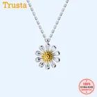Trusta подлинное серебро 925 пробы модное перо Хризантема короткое ожерелье с подвеской для женщин серебро 925 ювелирные изделия DA847